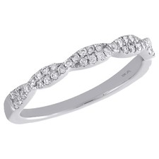 10K White Gold Round Diamond Twist & Braided Ladies Right Hand Ring 0.25 Ct