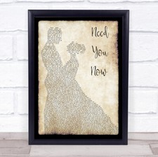Need You Now Song Lyric Man Lady Dancing Quote Print