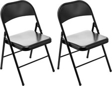 2pcs Metal Folding Chairs Indoor Foldable Chair Black, Brand new in the box