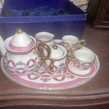 Vintage Regal 8pc Miniature Porcelain Tea Set On Tray In Box