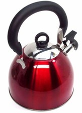 Red Stainless Steel Whistling Kettle 3L Stove Top Hob Kitchenware Tea Camping