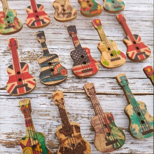 Guitar wooden buttons - wooden, on