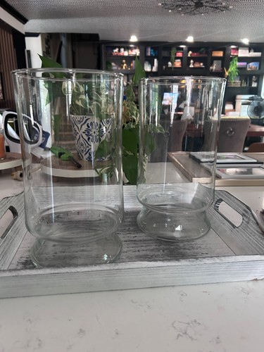 Pair clear glass hurricane - glass,