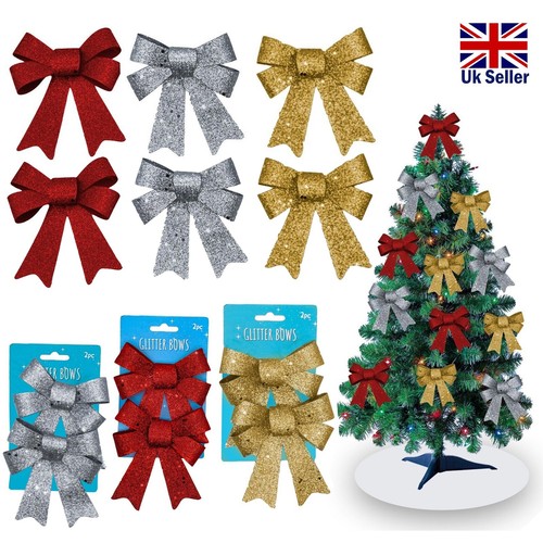 Glittered sequin bows - 2x, 11cm