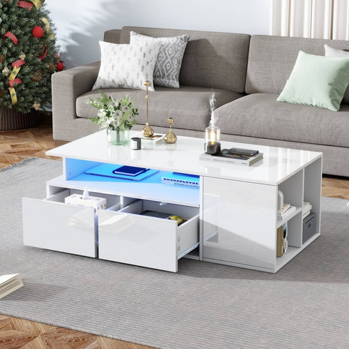 High gloss white coffee table - high,