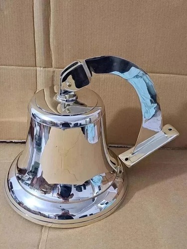 Large brass bell with rope - bell,