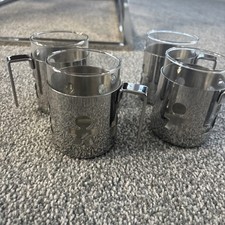 4 Perfect Alessi Girotondo Standing Man King King Glass And Stainless Steel Mugs