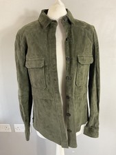 Zara Woman pine green suede leather button up shirt style jacket M 10 12 Western