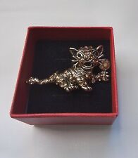 Beautiful Diamante Crystal Tiger Cub Brooch / Pin  With Gift Box 
