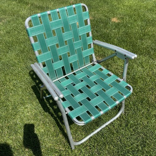 Vtg webbed aluminum folding - vtg,