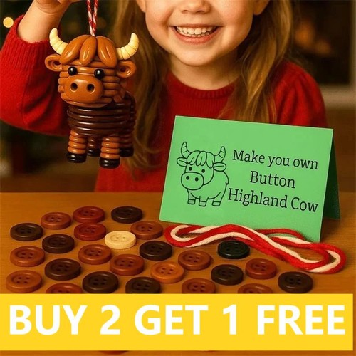 Diy button highland - highland, cow