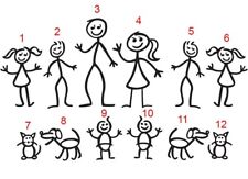 My stick figure family, characters, car vinyl sticker, decal, funny sticker