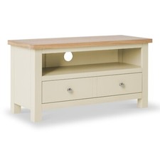 Farrow Cream TV Unit Stand Small Painted Solid Wood Television Cabinet 90cm Oak
