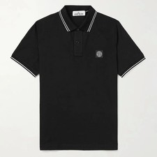 STONE ISLAND Black Slim Fit Polo Shirt Men