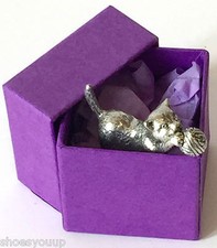 Kitten Cat + Ball of wool Sml Figurine, Hand made from lead free English Pewter