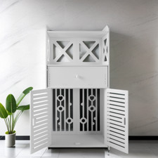 Bathroom Storage Cabinet Drawer Cupboard Floor Free Standing Unit White 