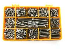 475 ASSORTED PIECE, A2 M4 FULLY THREADED BOLTS NUTS WASHERS SCREWS STAINLESS KIT