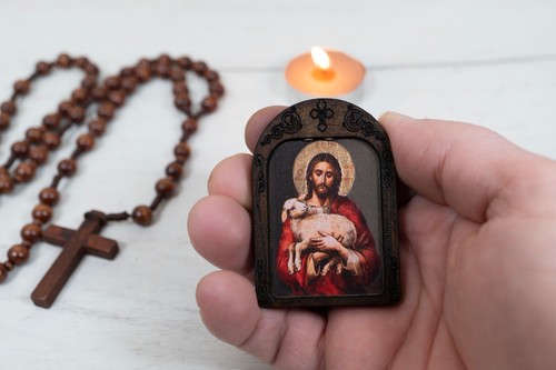 Miniature wooden icon with - wooden,