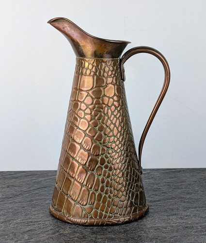 Antique copper lizard skin jug - lizard,