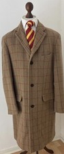 Boden Mens Tweed Windowpane Check Wool Overcoat Country Gent Size L Large