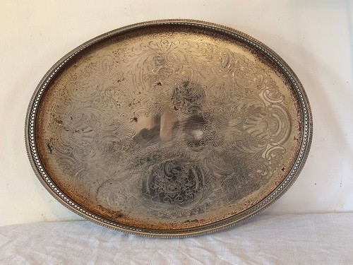 Vintage serving tray silver - vintage,