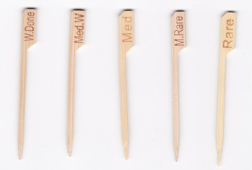 Bamboo steak markers pick gun - steak,