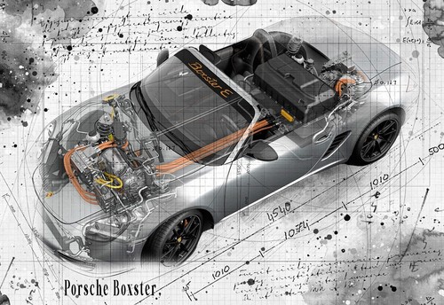 Line tech drawing porsche - tech,