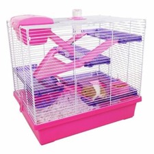 Rosewood Pico XL Hamster Cage Pink with Loft, Bed, Water Bottle Wheel, Food Bowl