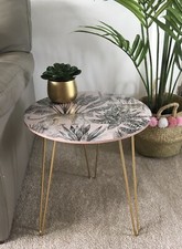 Bohemian Style Blush Pink Coffee Table Side Table Leopard Print Design Living