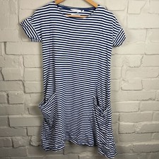 Seasalt Mill Pool Dress Size UK 8 Blue & White Knee Length Short Sleeve