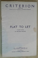 Theatre Programme Flat To Let - Lilian Braithwaite Ann Todd Eileen Peel