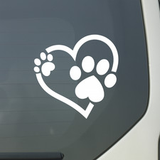 Paw print heart vinyl - , decal