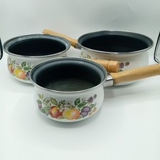Vintage Swan Johnson Brothers Fresh Fruit Enamel Saucepan Set Of 3 - No Lids