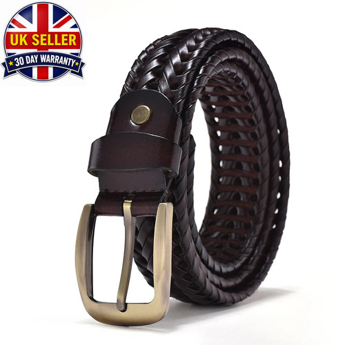 Men genuine leather braided - leather,