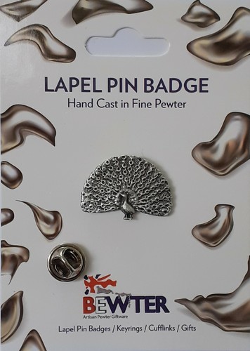 Peacock pin english pewter - peacock,