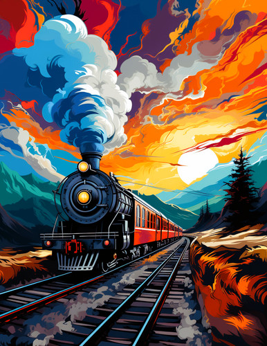 Steam train canvas picture - train,