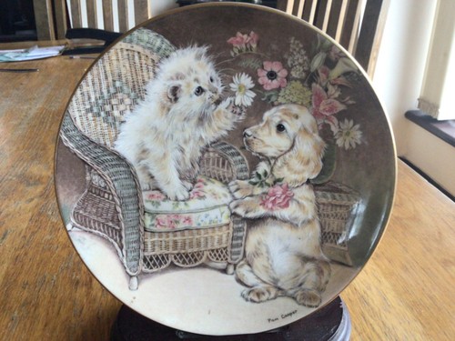 Spaniel puppy kitten plate - &,