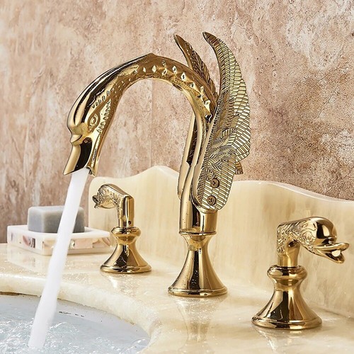 Gold bathroom sink - gold, faucet