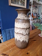 Scheurich Brown Cream Fat Lava Vase 239-41 - 41.5cm Tall - Large- Mid Century