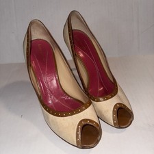 Kate Spade Preppy Peep Toe Old Money Luxury Designer Classic Pumps Size 7.5M