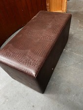 Brown Croc Leather Poufe Bench Restaurant Cafe Bar Pub Bistro Hotel