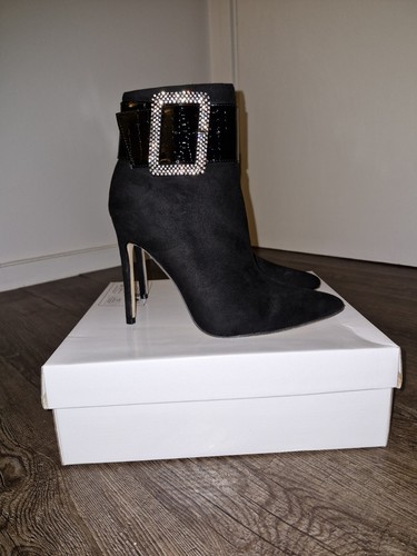 Nib black suede stiletto ankle - black,