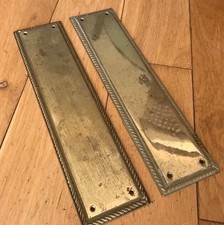 Vintage Heavy Duty Solid  BRASS Door Finger Plates Rope Edging (DF)