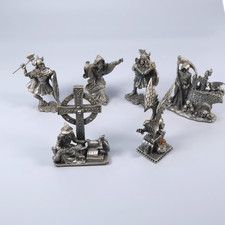 Fantasy Pewter Figurines Job Lot 6 Pieces Wizards Warriors Grim Reaper Used