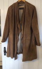 Artigiano butter soft tan suede waterfall open long jacket.