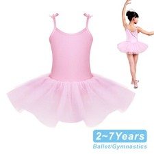 Ballet Dance Dress with Skirt/Tutu Kids Leotard Pink Girl 3/4/5/6/7Y UK