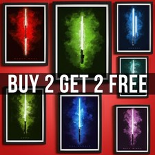 Star Wars Posters Wall Art Lightsaber Poster Print A4 A3