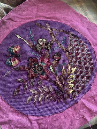 Antique needlepoint tapestry - antique,