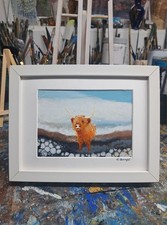 Highland Cow Calf Oil On
