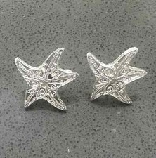 Genuine 925 Silver  Filigree Starfish Stud Earrings